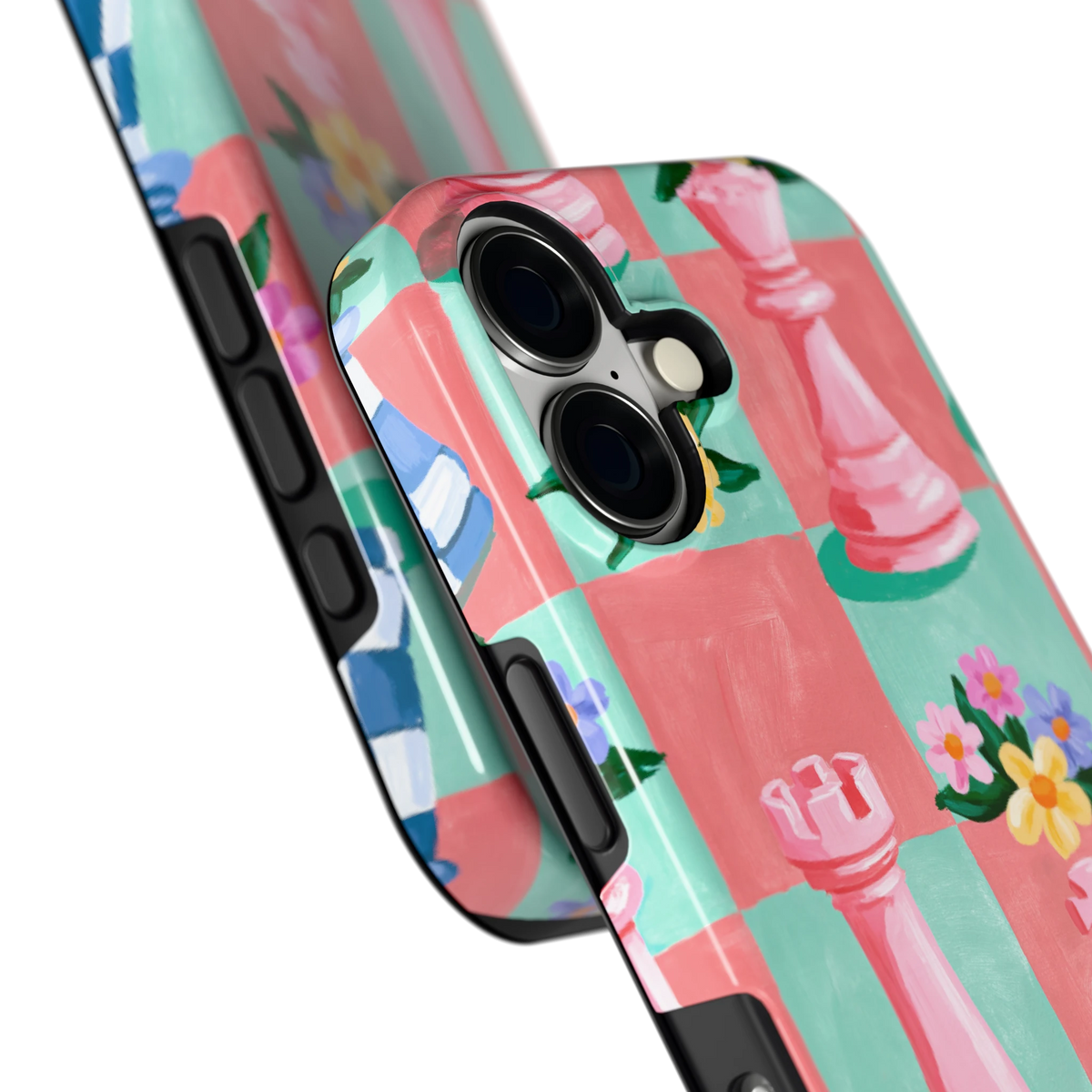 Bloeiend Schaakbord hoesje voor iPhone 17, close-up