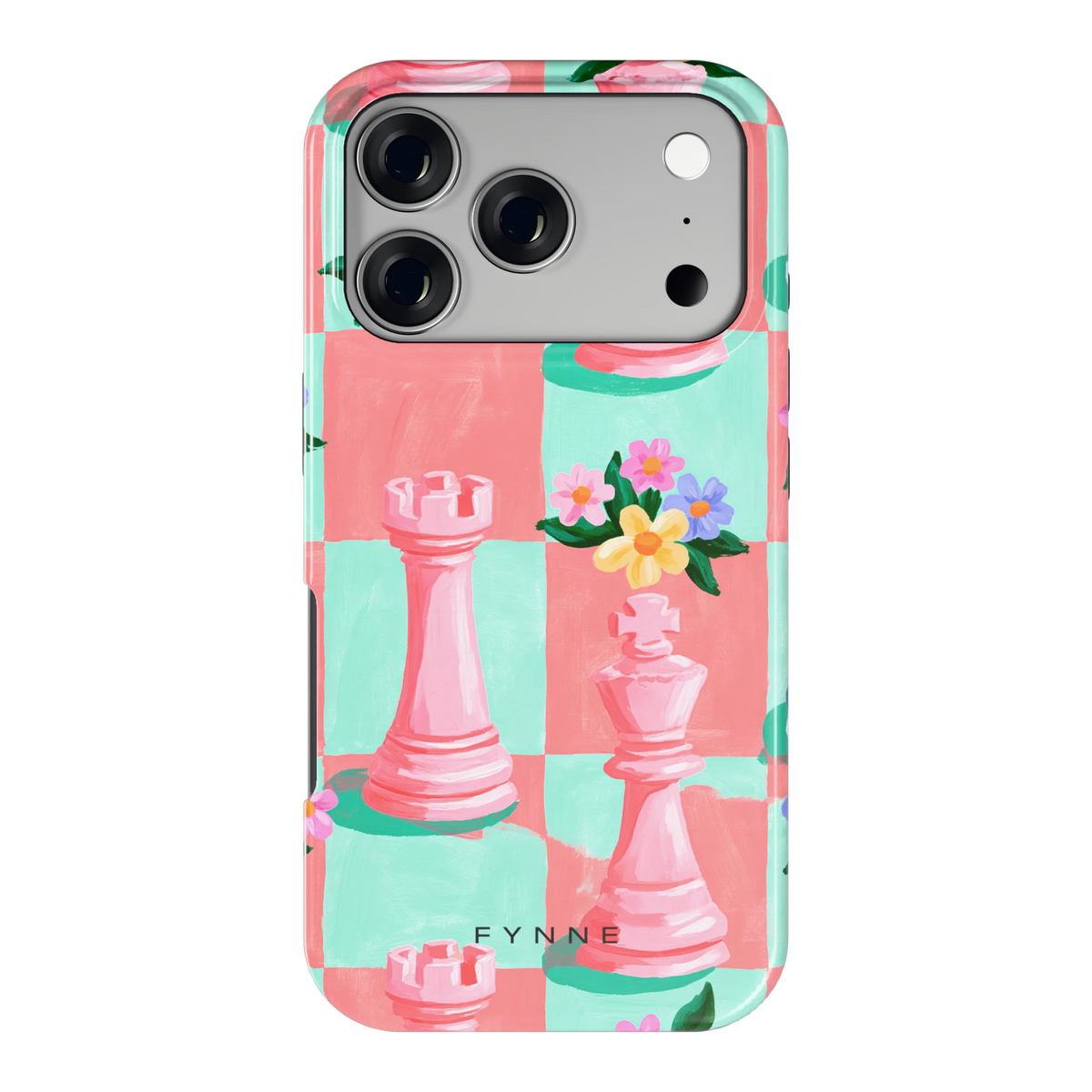 Bloeiend Schaakbord hoesje voor iPhone 17 Pro, achterkant