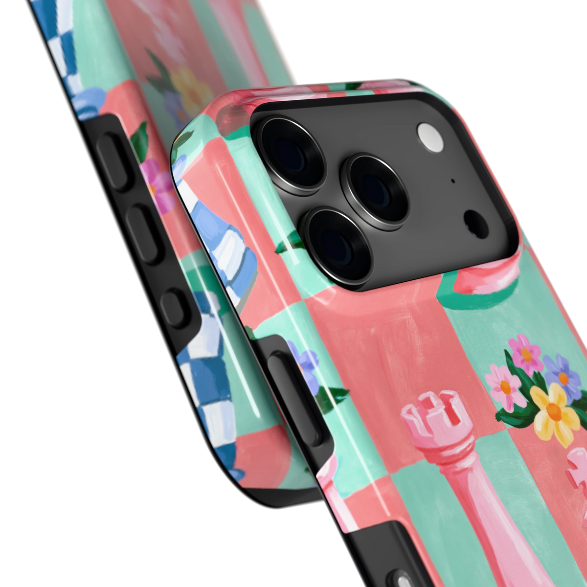Bloeiend Schaakbord hoesje voor iPhone 17 Pro, close-up