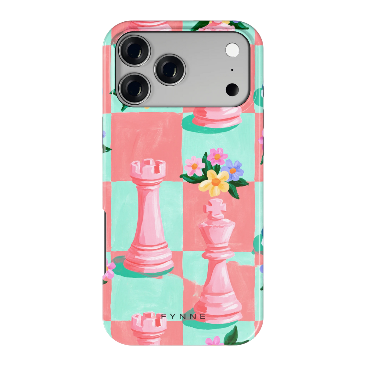 Bloeiend Schaakbord hoesje voor iPhone 17 Pro Max, achterkant