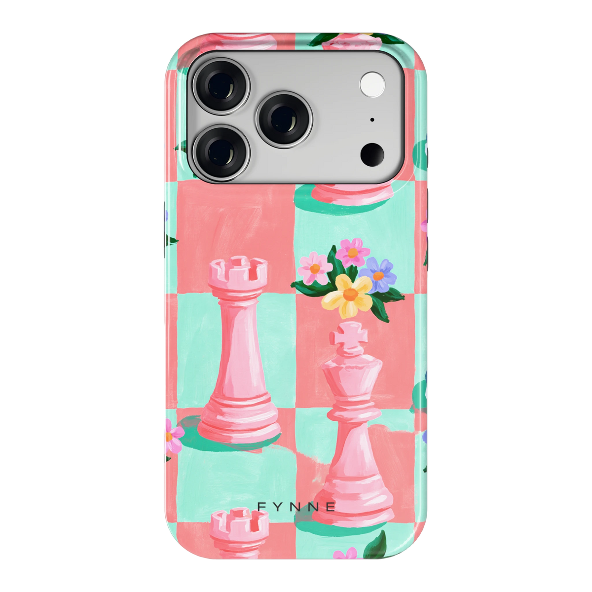 Bloeiend Schaakbord hoesje voor iPhone 18 Pro, achterkant