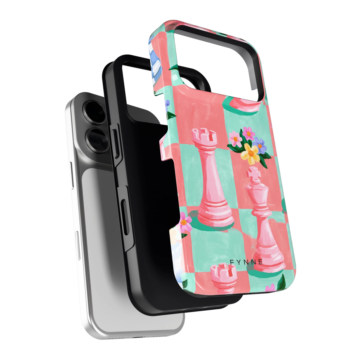 Bloeiend Schaakbord hoesje voor iPhone 18 Pro, los van de telefoon