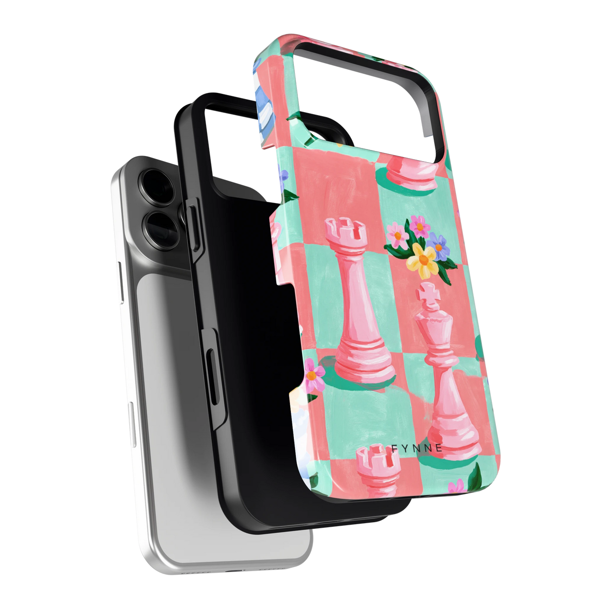 Bloeiend Schaakbord hoesje voor iPhone 18 Pro Max, los van de telefoon