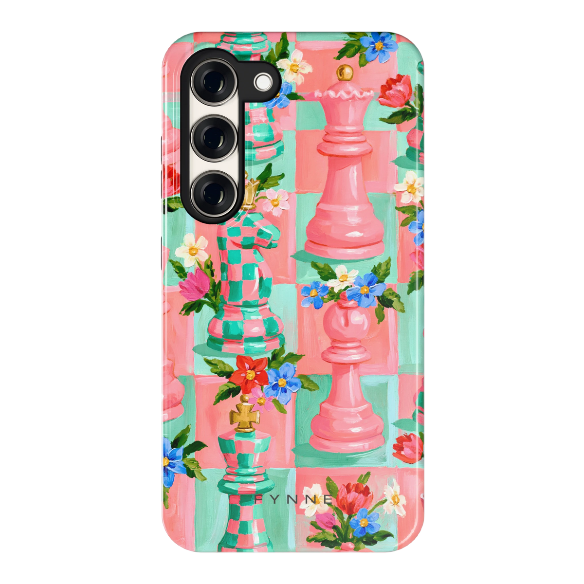Bloeiend Schaakspel hoesje voor Galaxy S23, achterkant