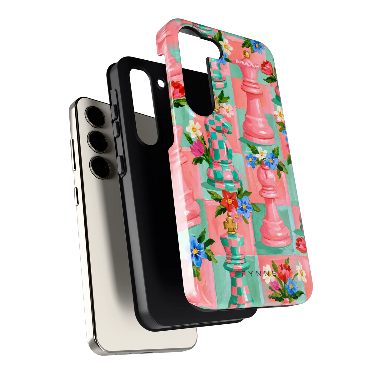 Bloeiend Schaakspel hoesje voor Galaxy S23, los van de telefoon