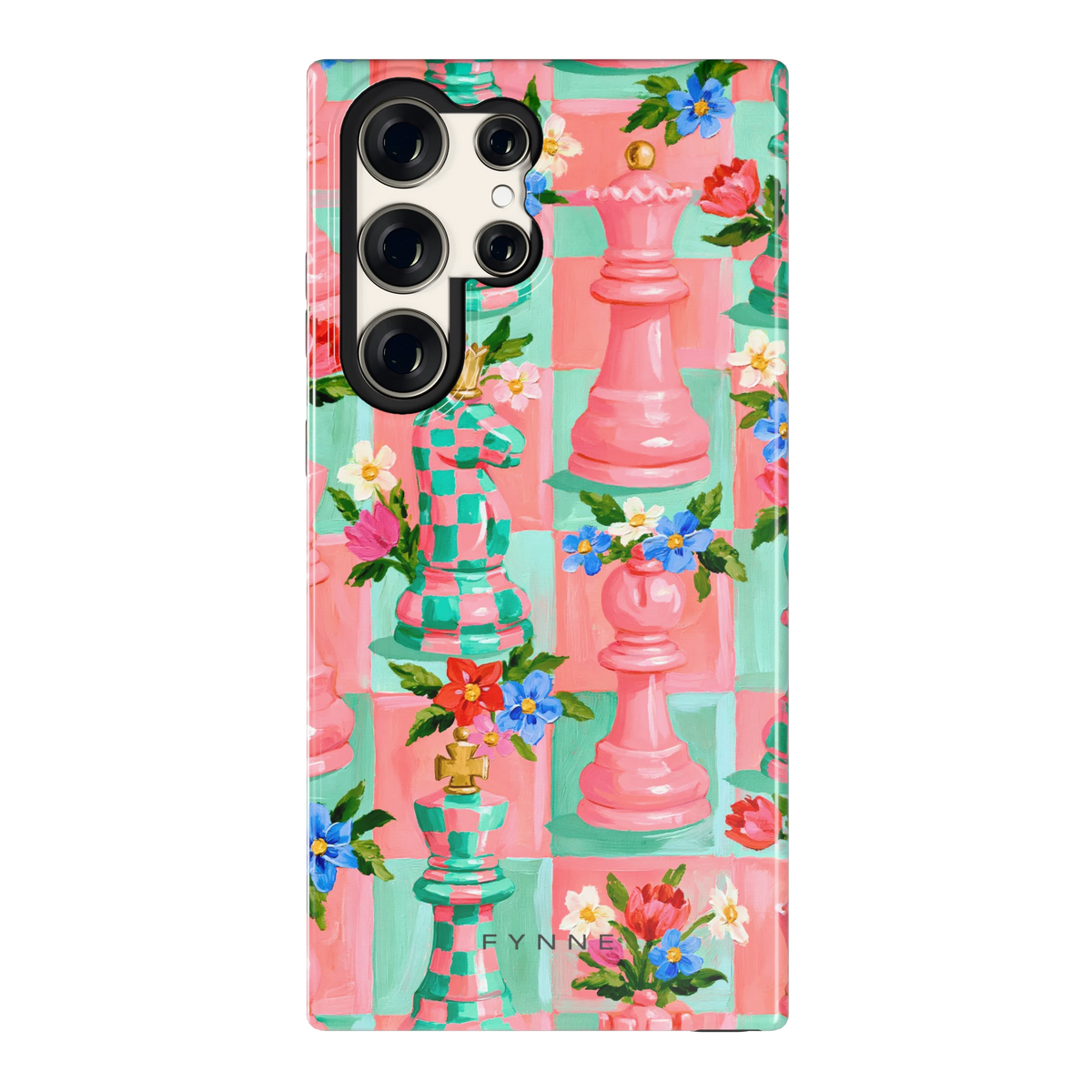 Bloeiend Schaakspel hoesje voor Galaxy S23 Ultra, achterkant