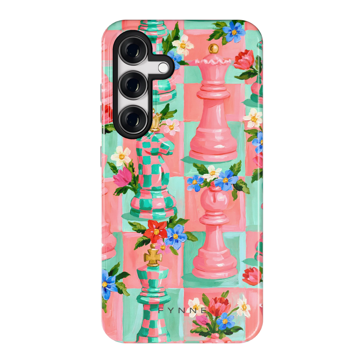 Bloeiend Schaakspel hoesje voor Galaxy S24, achterkant