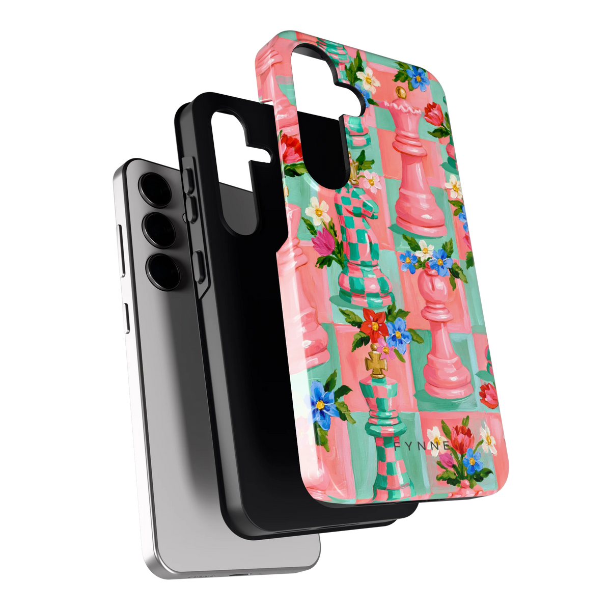 Bloeiend Schaakspel hoesje voor Galaxy S24, los van de telefoon