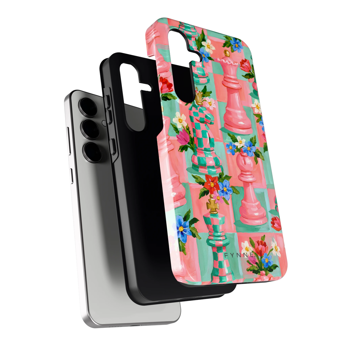 Bloeiend Schaakspel hoesje voor Galaxy S24 FE, los van de telefoon