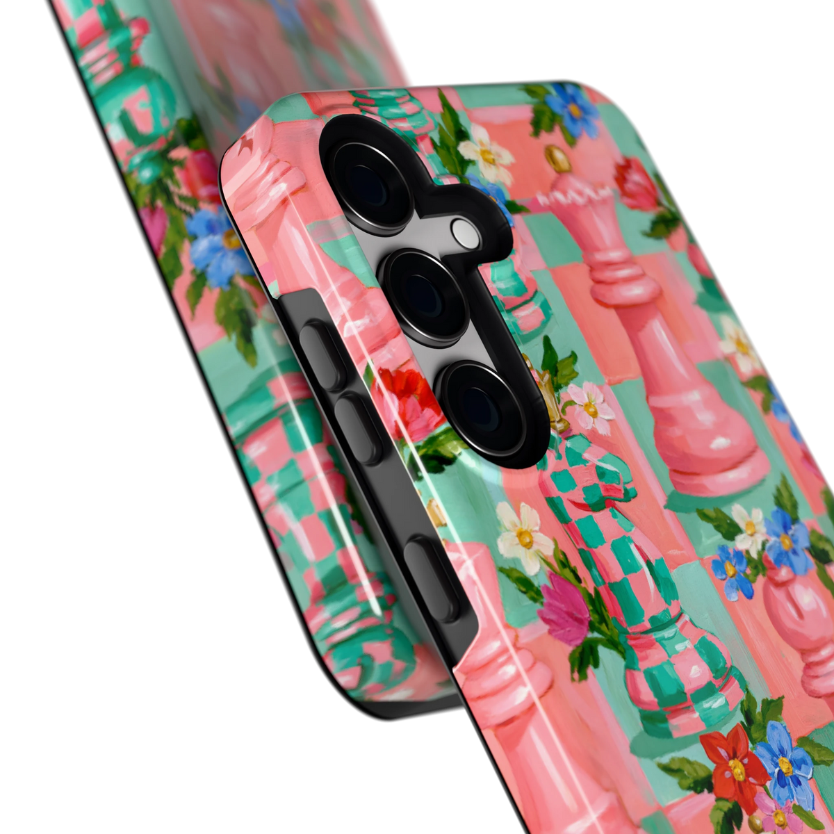 Bloeiend Schaakspel hoesje voor Galaxy S24, close-up