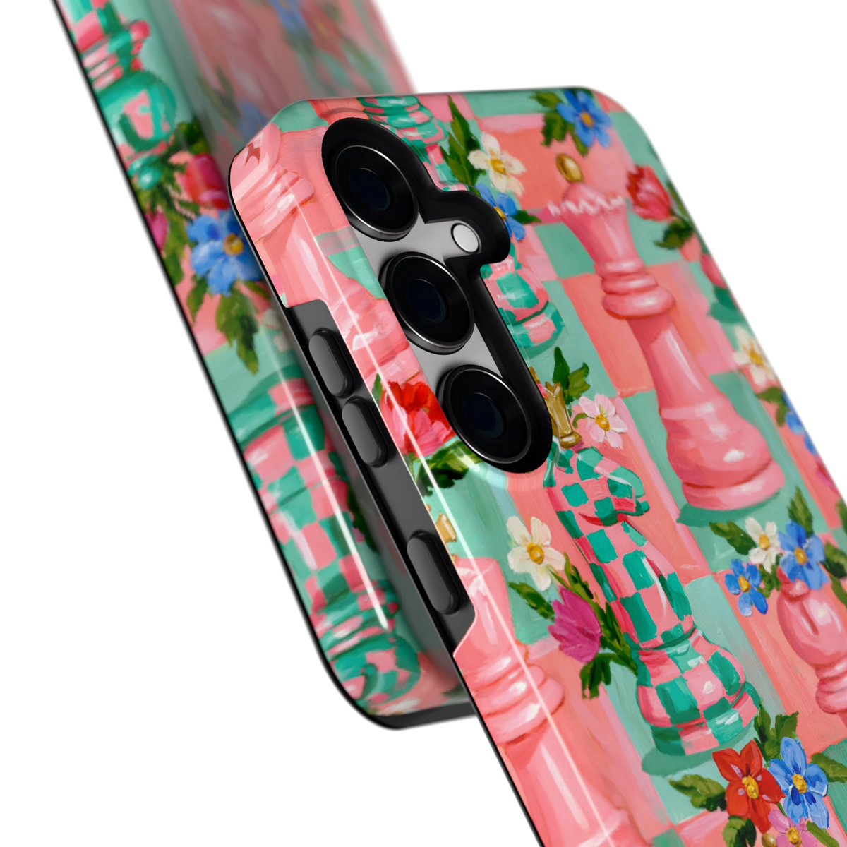 Bloeiend Schaakspel hoesje voor Galaxy S24+, close-up