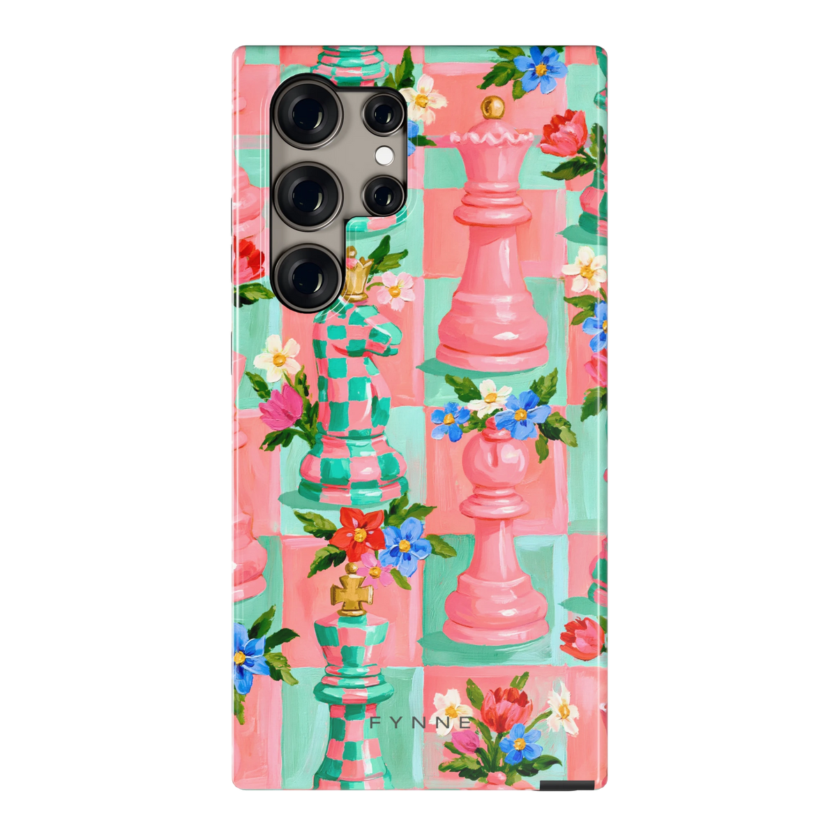 Bloeiend Schaakspel hoesje voor Galaxy S24 Ultra, achterkant