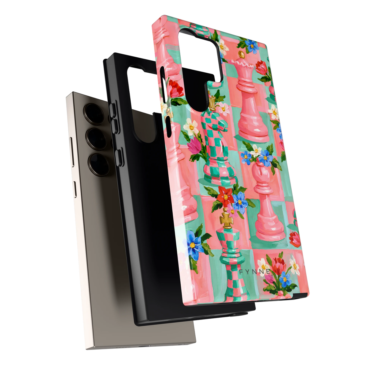 Bloeiend Schaakspel hoesje voor Galaxy S24 Ultra, los van de telefoon