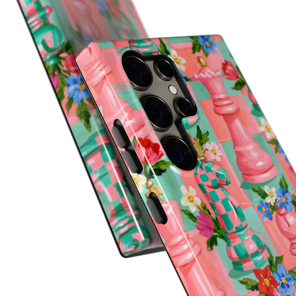 Bloeiend Schaakspel hoesje voor Galaxy S24 Ultra, close-up