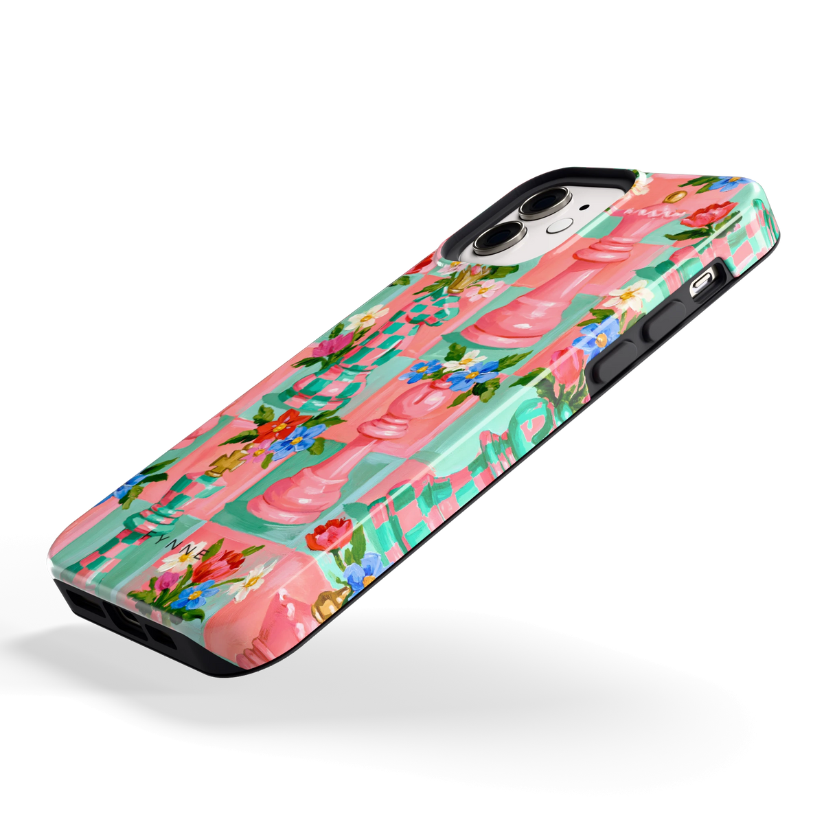Bloeiend Schaakspel hoesje voor iPhone 12, schuin