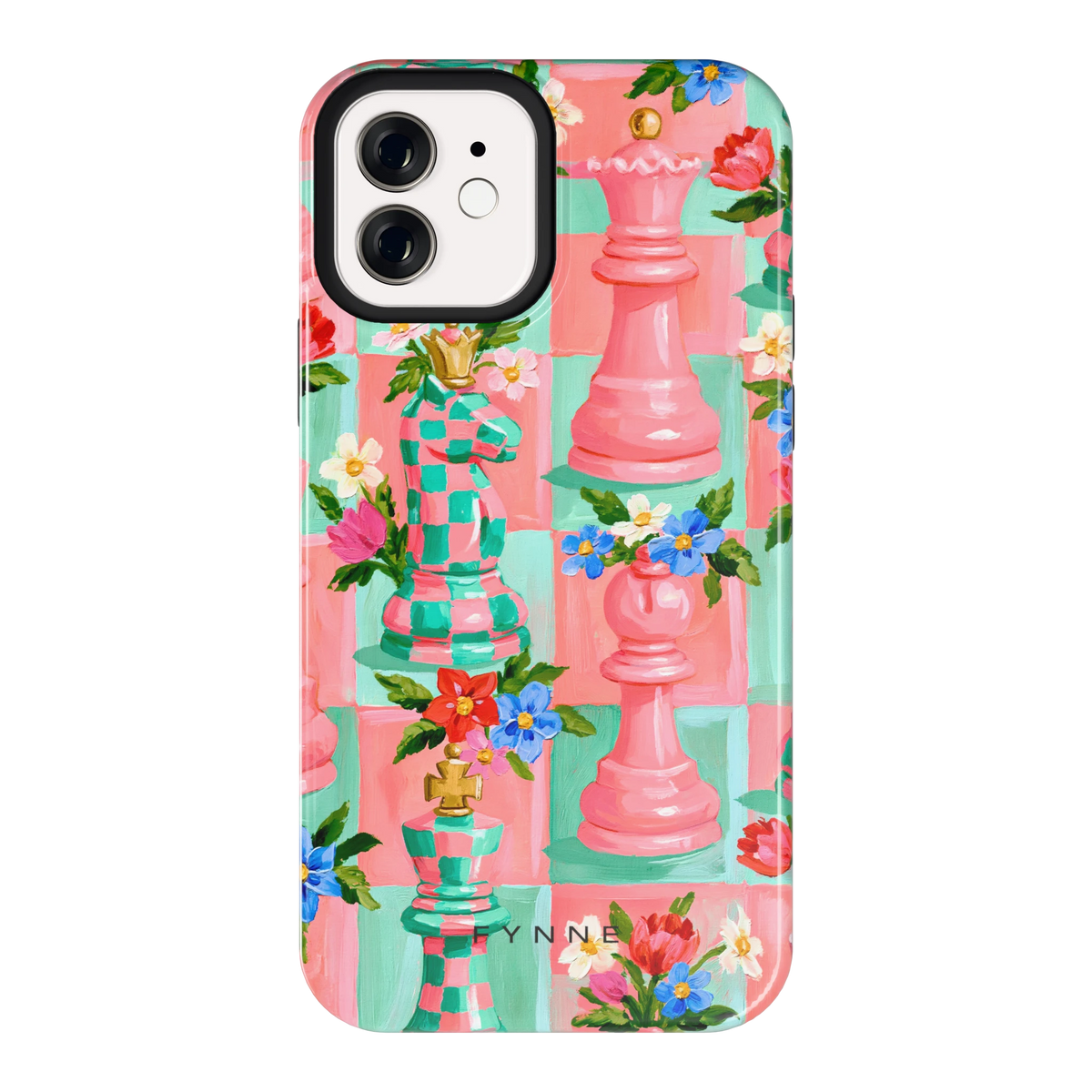 Bloeiend Schaakspel hoesje voor iPhone 12, achterkant