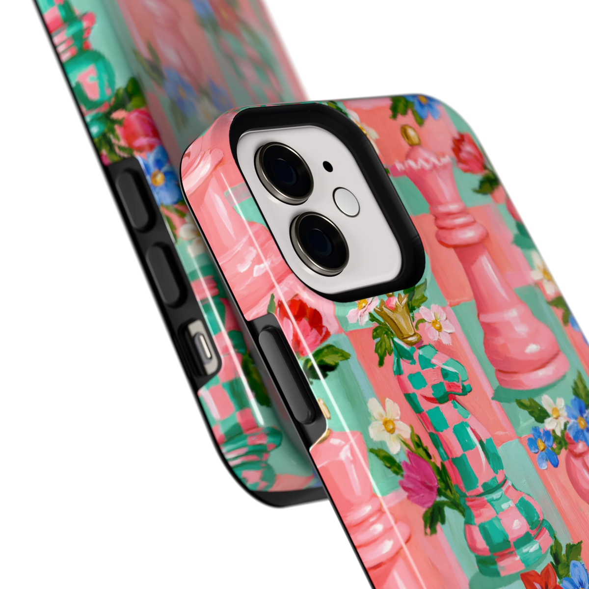 Bloeiend Schaakspel hoesje voor iPhone 12, close-up