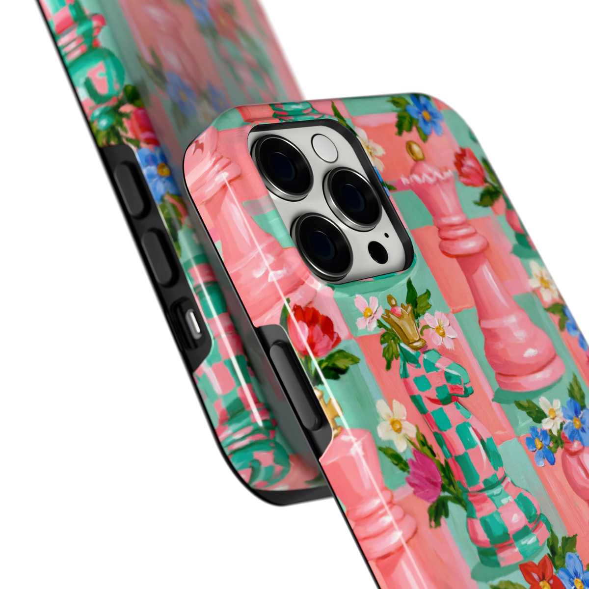 Bloeiend Schaakspel hoesje voor iPhone 12 Pro Max, close-up