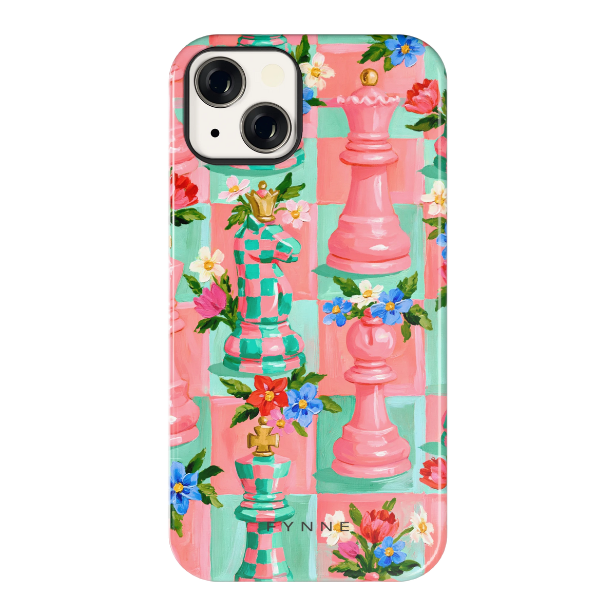 Bloeiend Schaakspel hoesje voor iPhone 13, achterkant