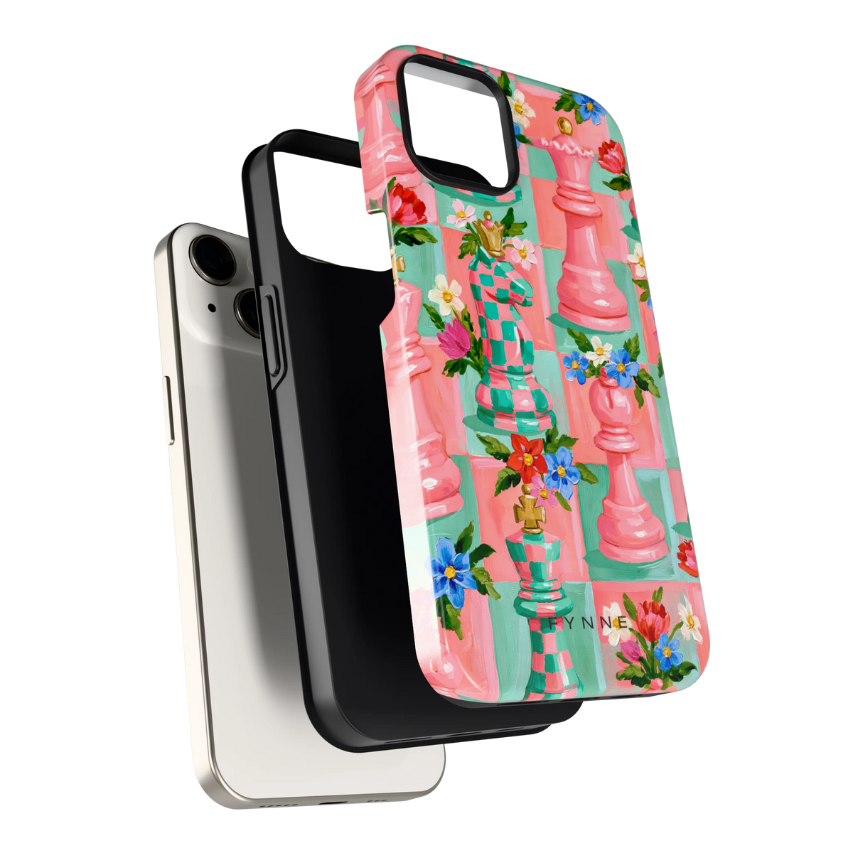 Bloeiend Schaakspel hoesje voor iPhone 13, los van de telefoon