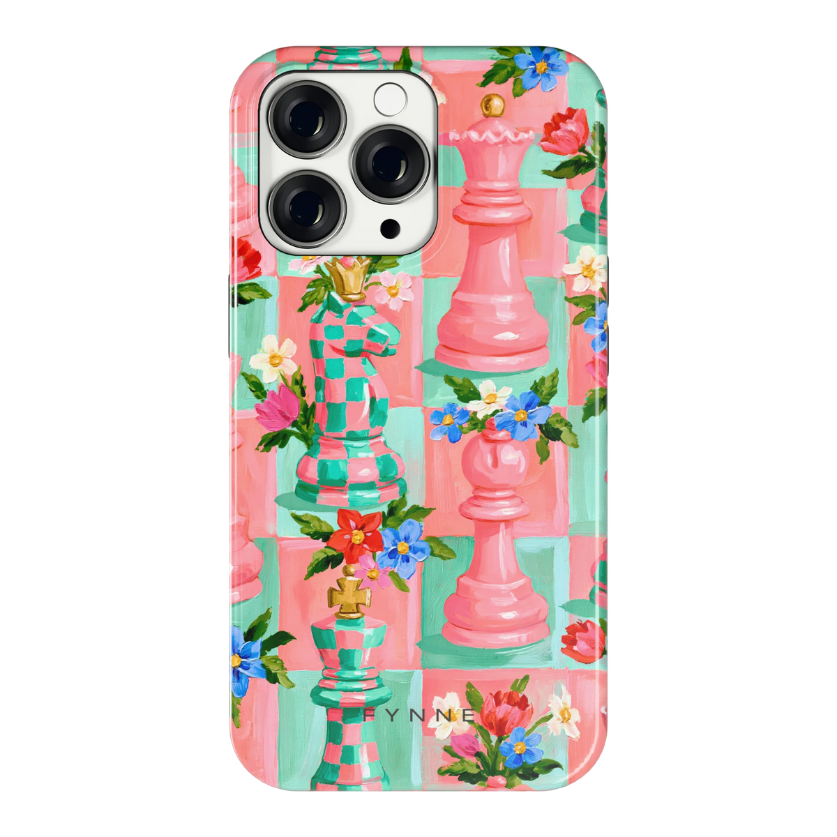 Bloeiend Schaakspel hoesje voor iPhone 13 Pro, achterkant