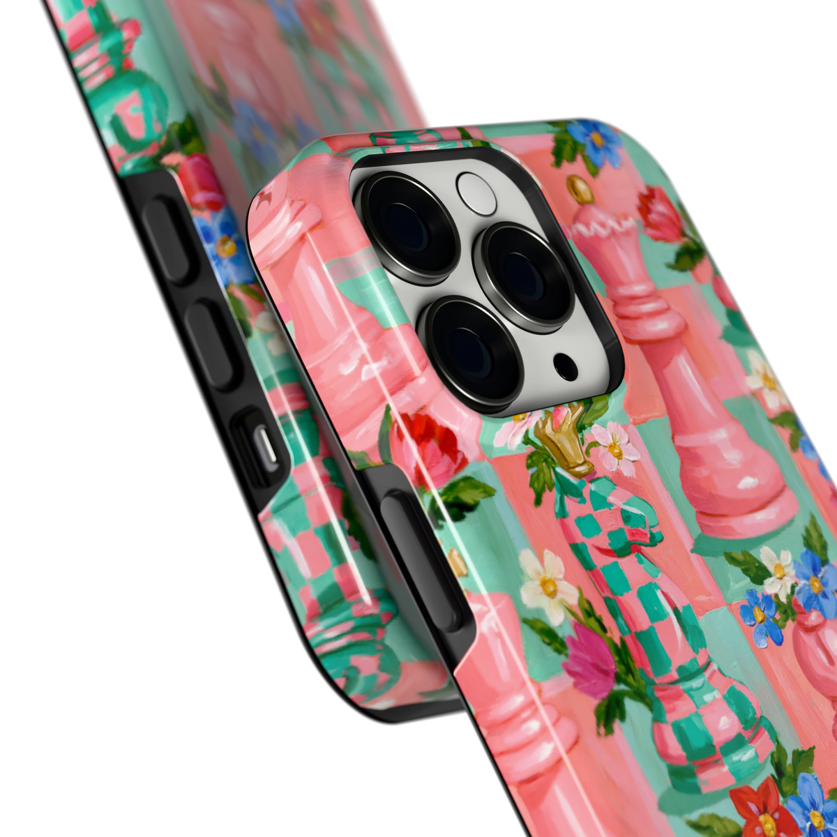 Bloeiend Schaakspel hoesje voor iPhone 13 Pro, close-up