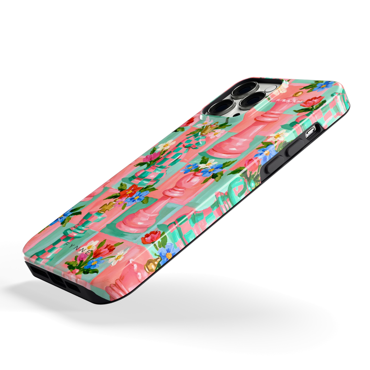 Bloeiend Schaakspel hoesje voor iPhone 13 Pro Max, schuin