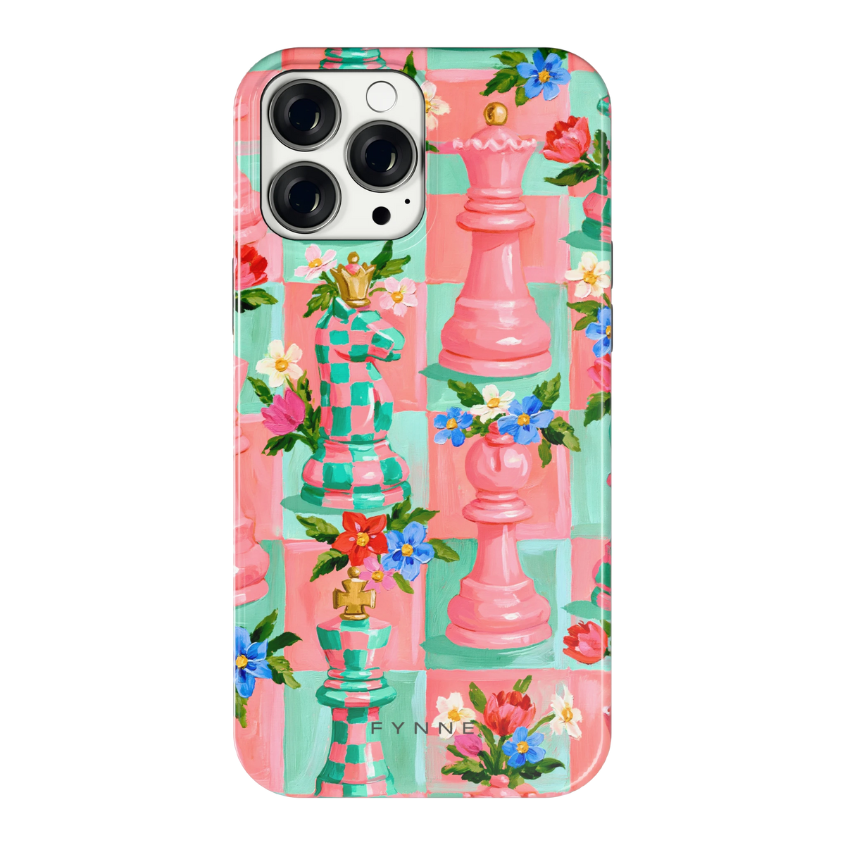 Bloeiend Schaakspel hoesje voor iPhone 13 Pro Max, achterkant