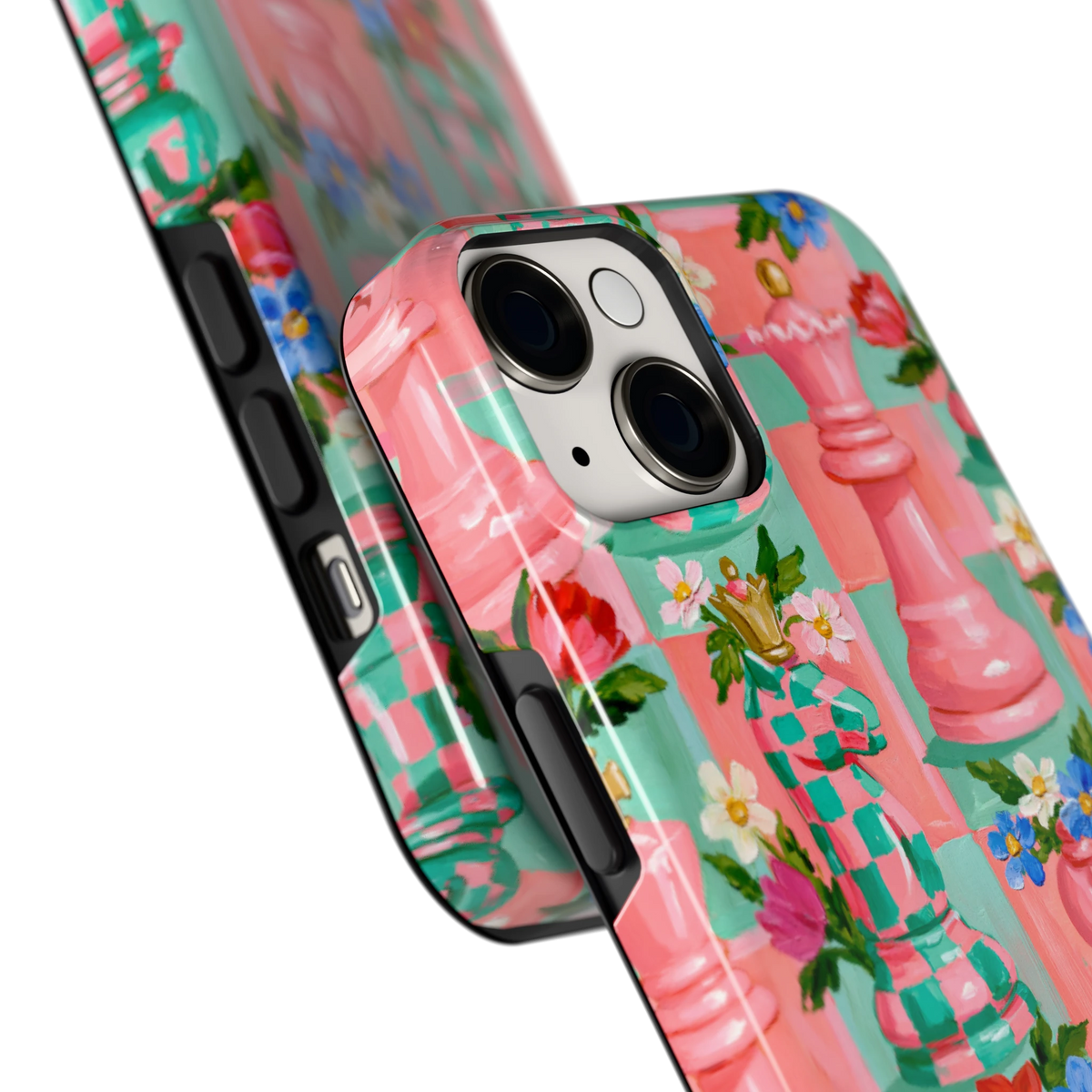 Bloeiend Schaakspel hoesje voor iPhone 14, close-up