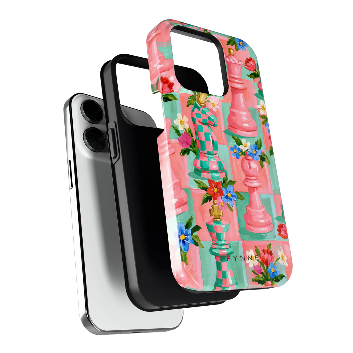 Bloeiend Schaakspel hoesje voor iPhone 14 Pro, los van de telefoon