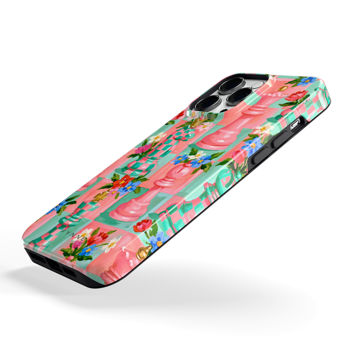 Bloeiend Schaakspel hoesje voor iPhone 14 Pro Max, schuin