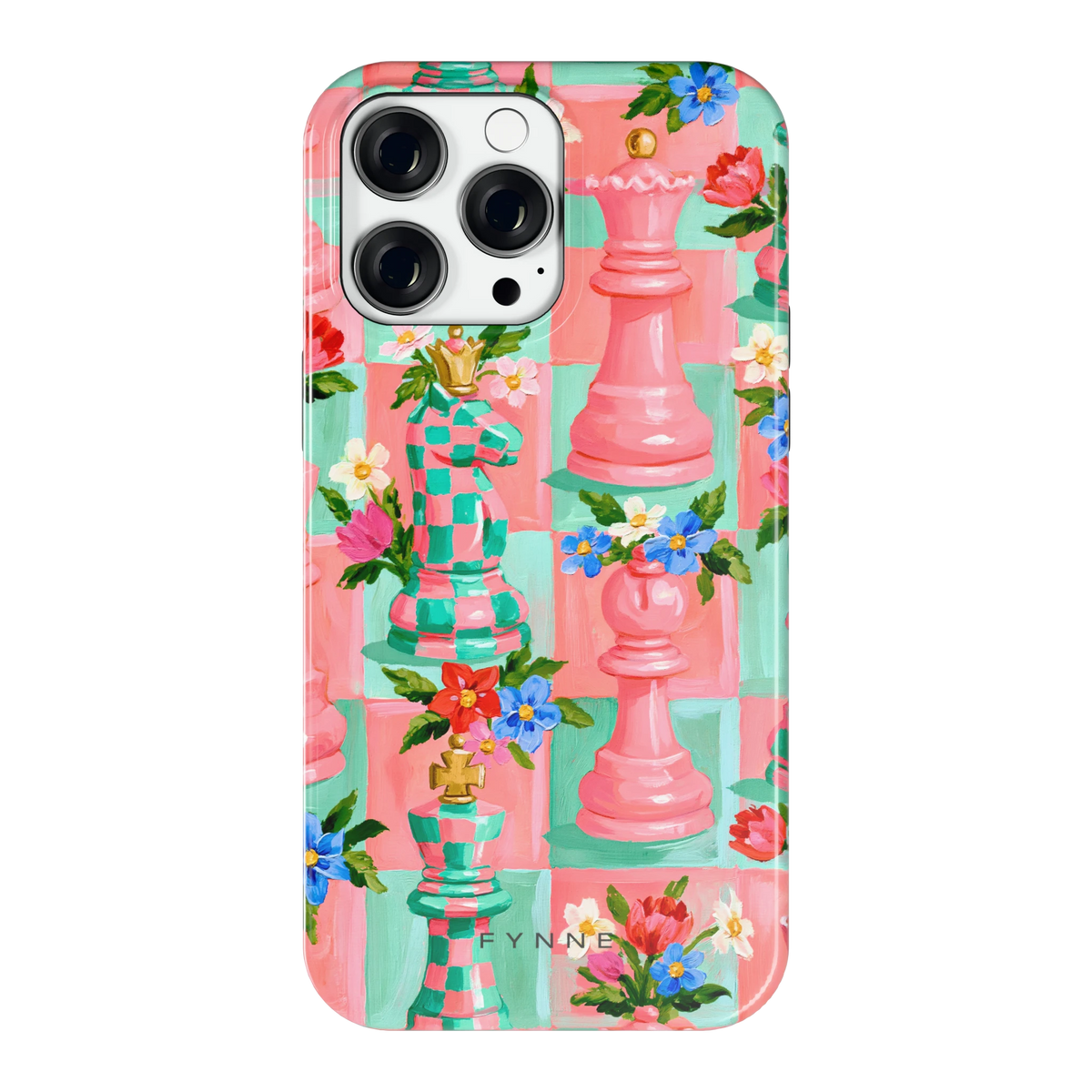 Bloeiend Schaakspel hoesje voor iPhone 14 Pro Max, achterkant