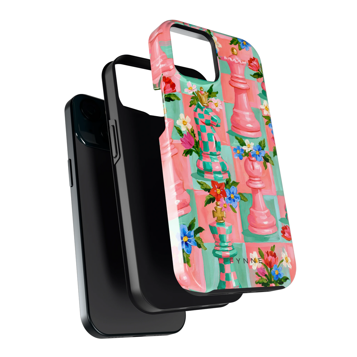 Bloeiend Schaakspel hoesje voor iPhone 15, los van de telefoon