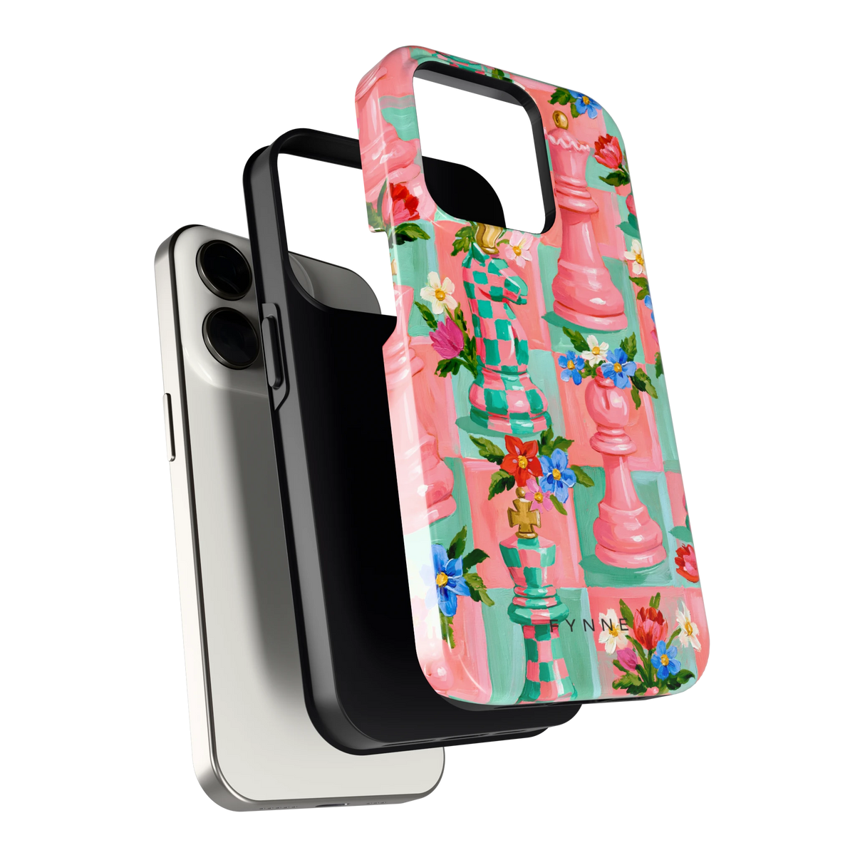 Bloeiend Schaakspel hoesje voor iPhone 15 Pro, los van de telefoon