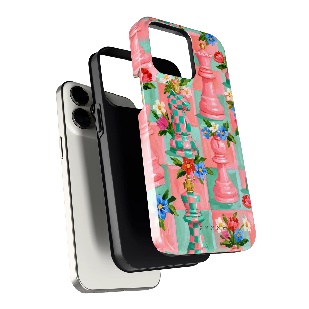 Bloeiend Schaakspel hoesje voor iPhone 15 Pro Max, los van de telefoon