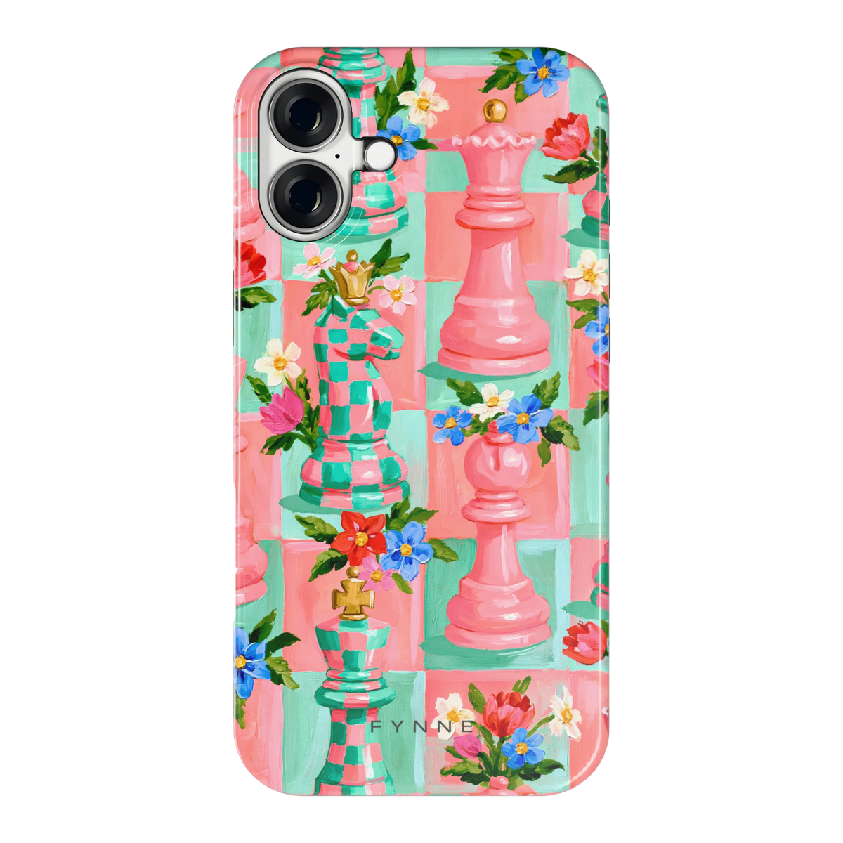 Bloeiend Schaakspel hoesje voor iPhone 16 Plus, achterkant