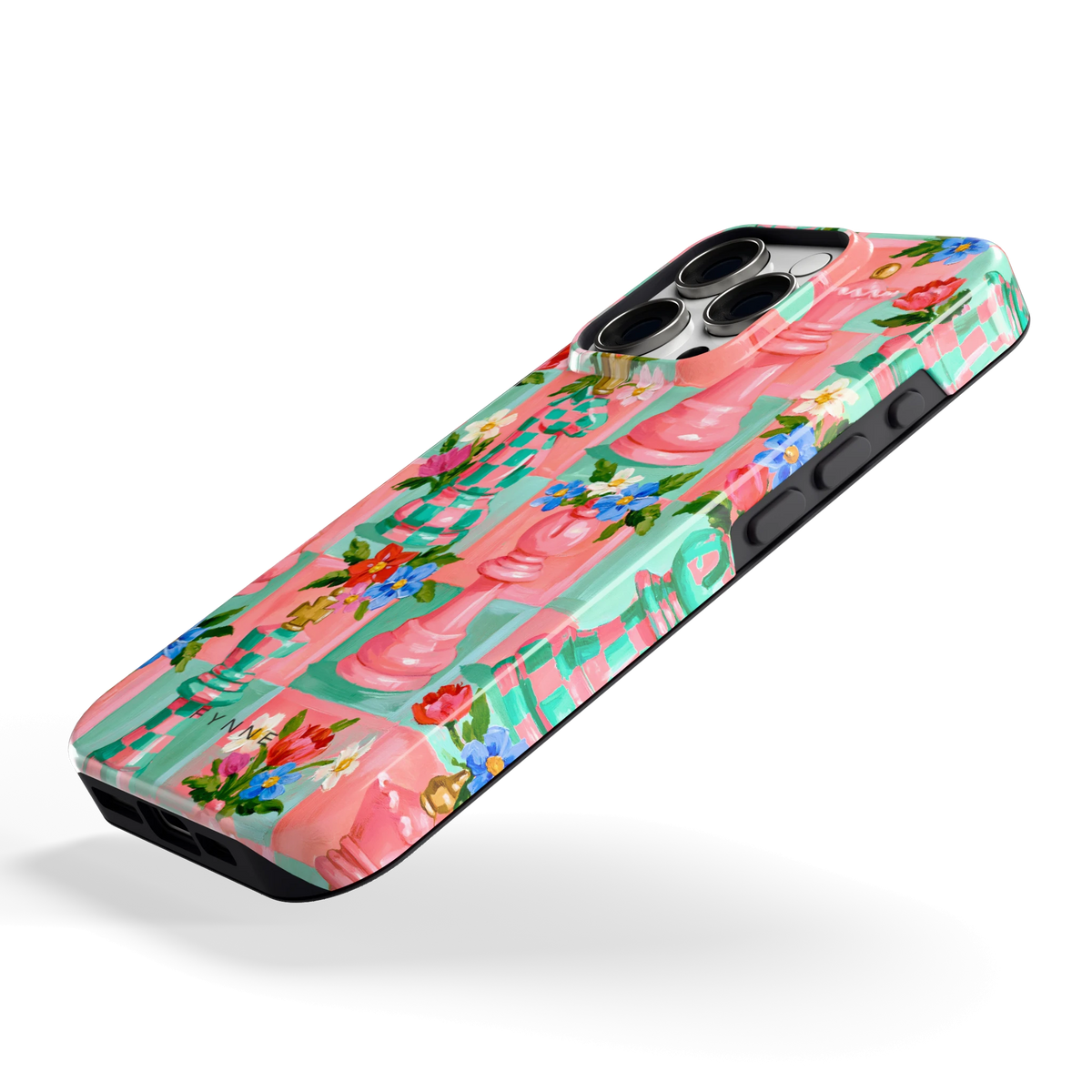 Bloeiend Schaakspel hoesje voor iPhone 16 Pro, schuin