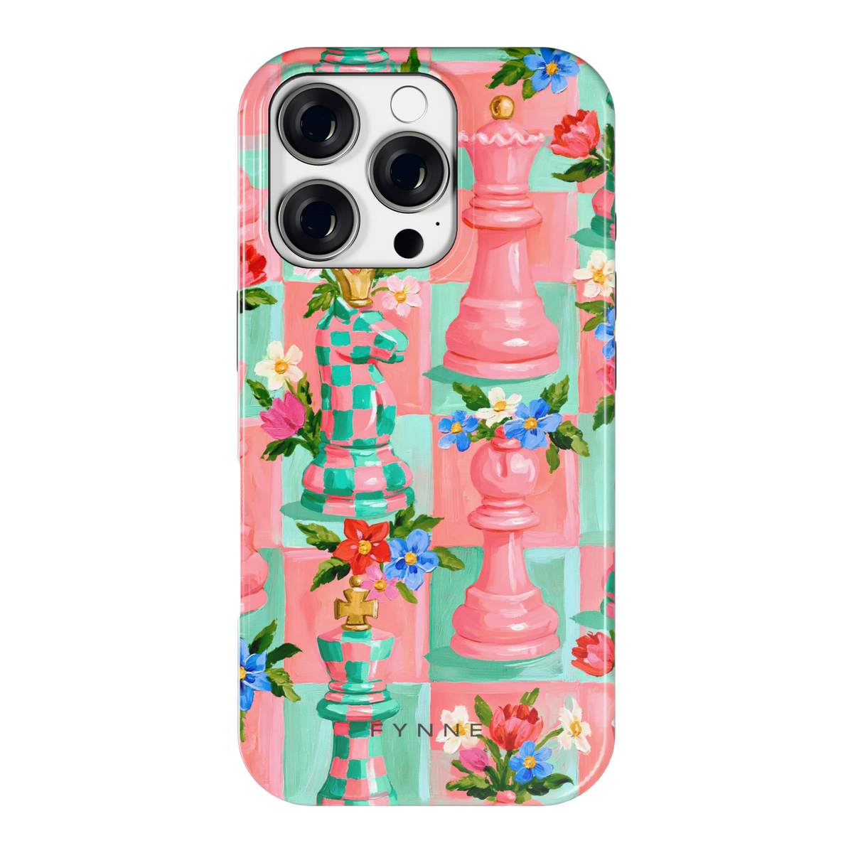 Bloeiend Schaakspel hoesje voor iPhone 16 Pro, achterkant