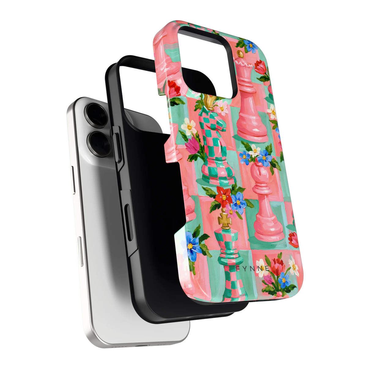 Bloeiend Schaakspel hoesje voor iPhone 16 Pro, los van de telefoon