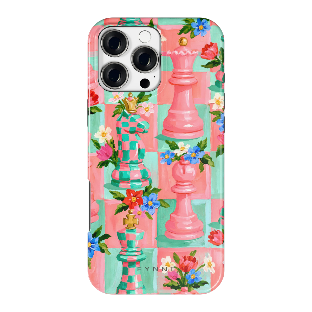 Bloeiend Schaakspel hoesje voor iPhone 16 Pro Max, achterkant
