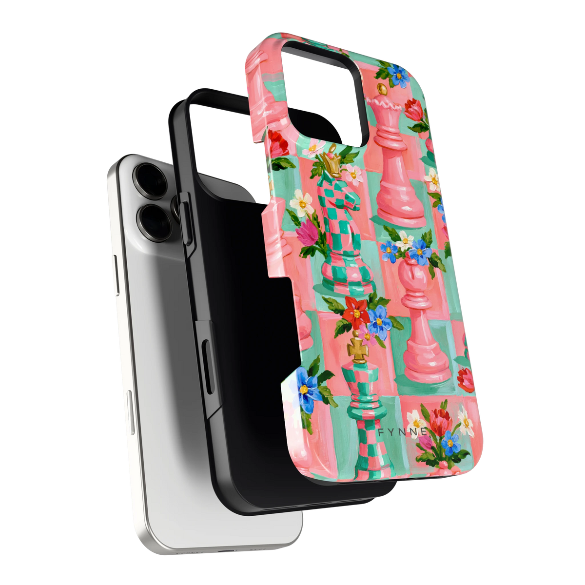 Bloeiend Schaakspel hoesje voor iPhone 16 Pro Max, los van de telefoon