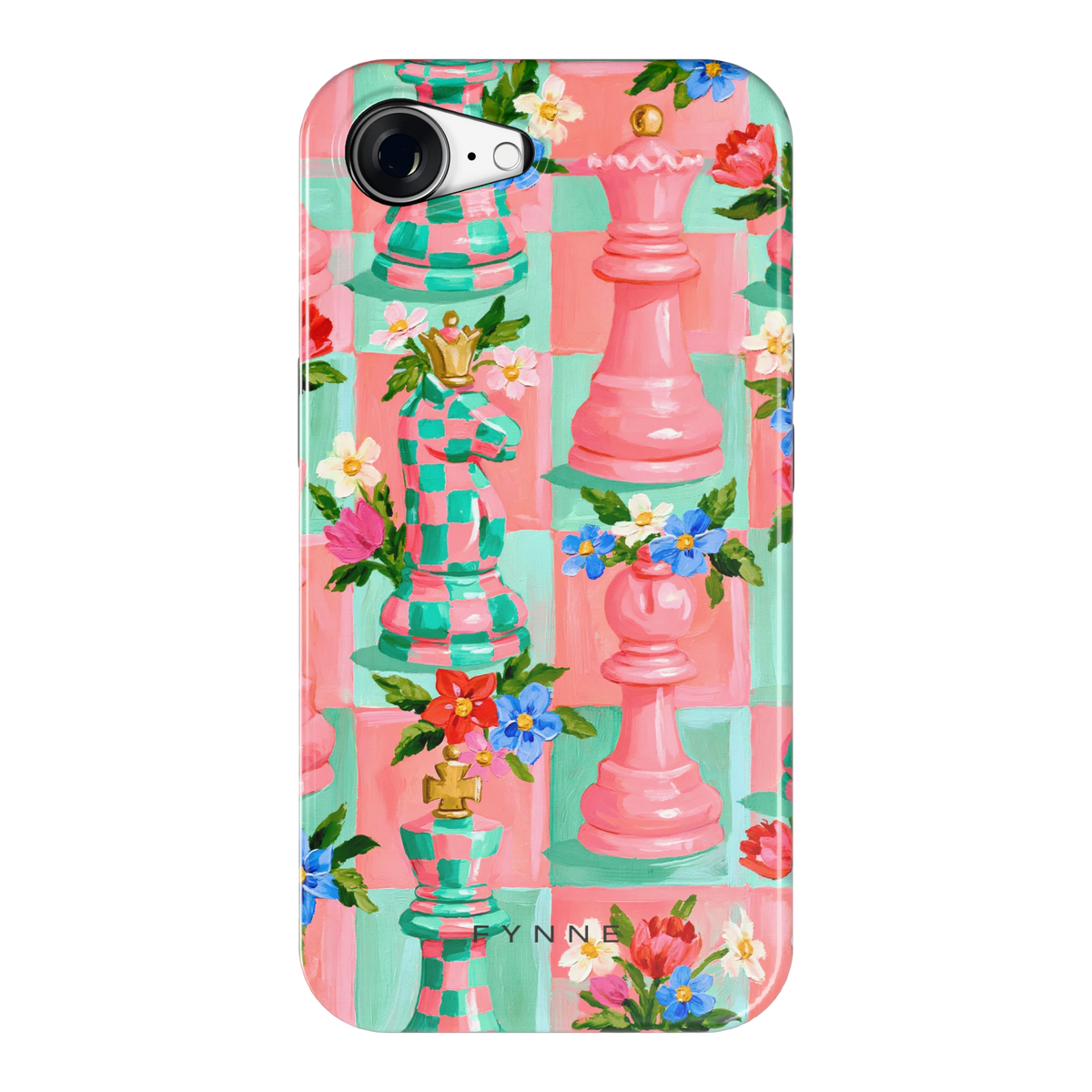 Bloeiend Schaakspel hoesje voor iPhone 16e, achterkant