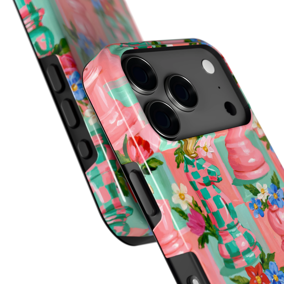 Bloeiend Schaakspel hoesje voor iPhone 17 Pro, close-up