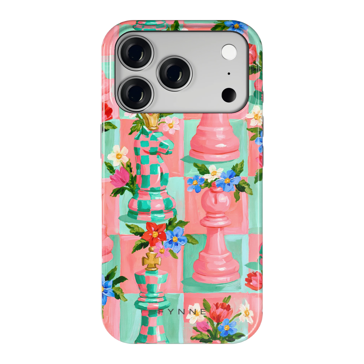 Bloeiend Schaakspel hoesje voor iPhone 18 Pro, achterkant