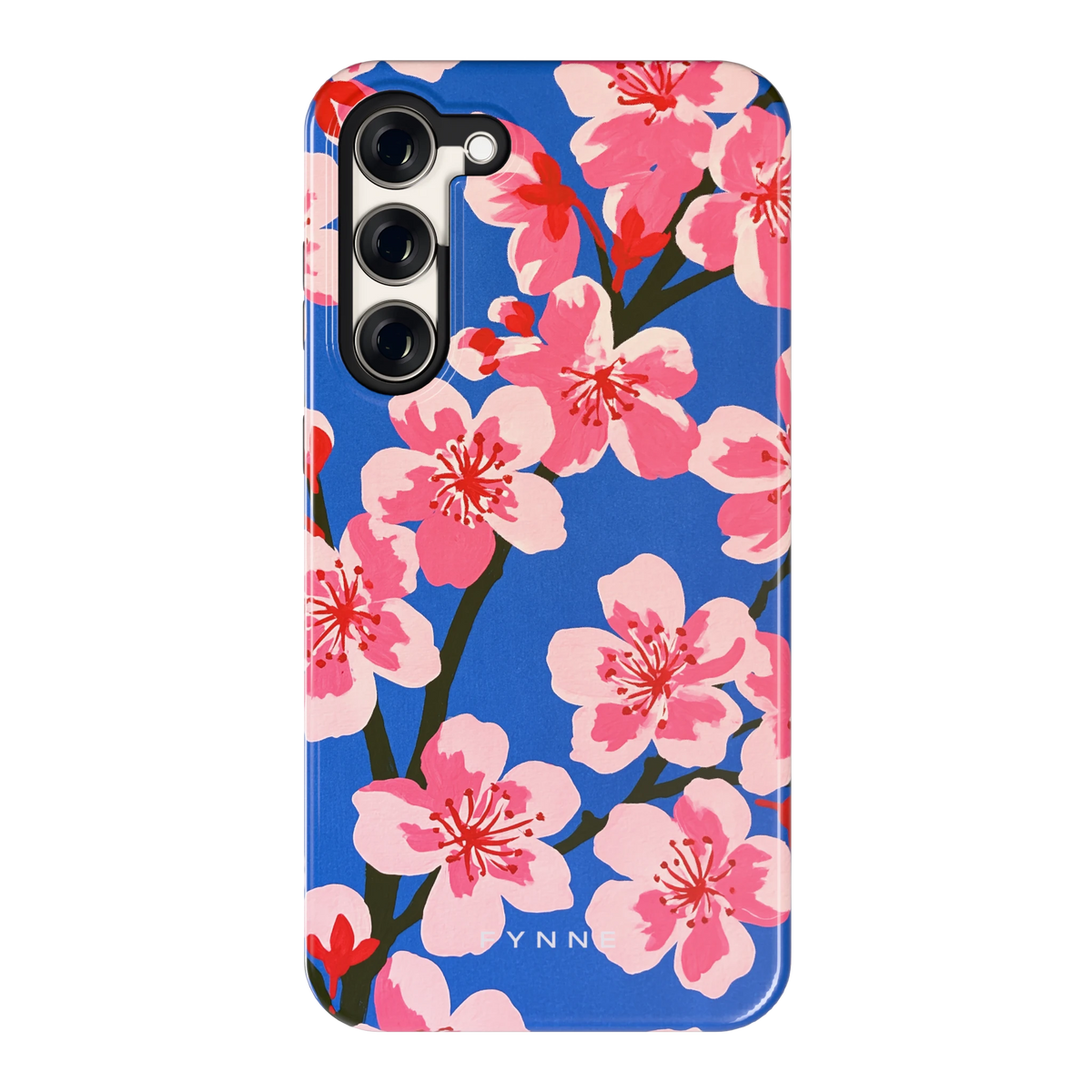 Blauwe Bloesem hoesje voor Galaxy S23+, achterkant