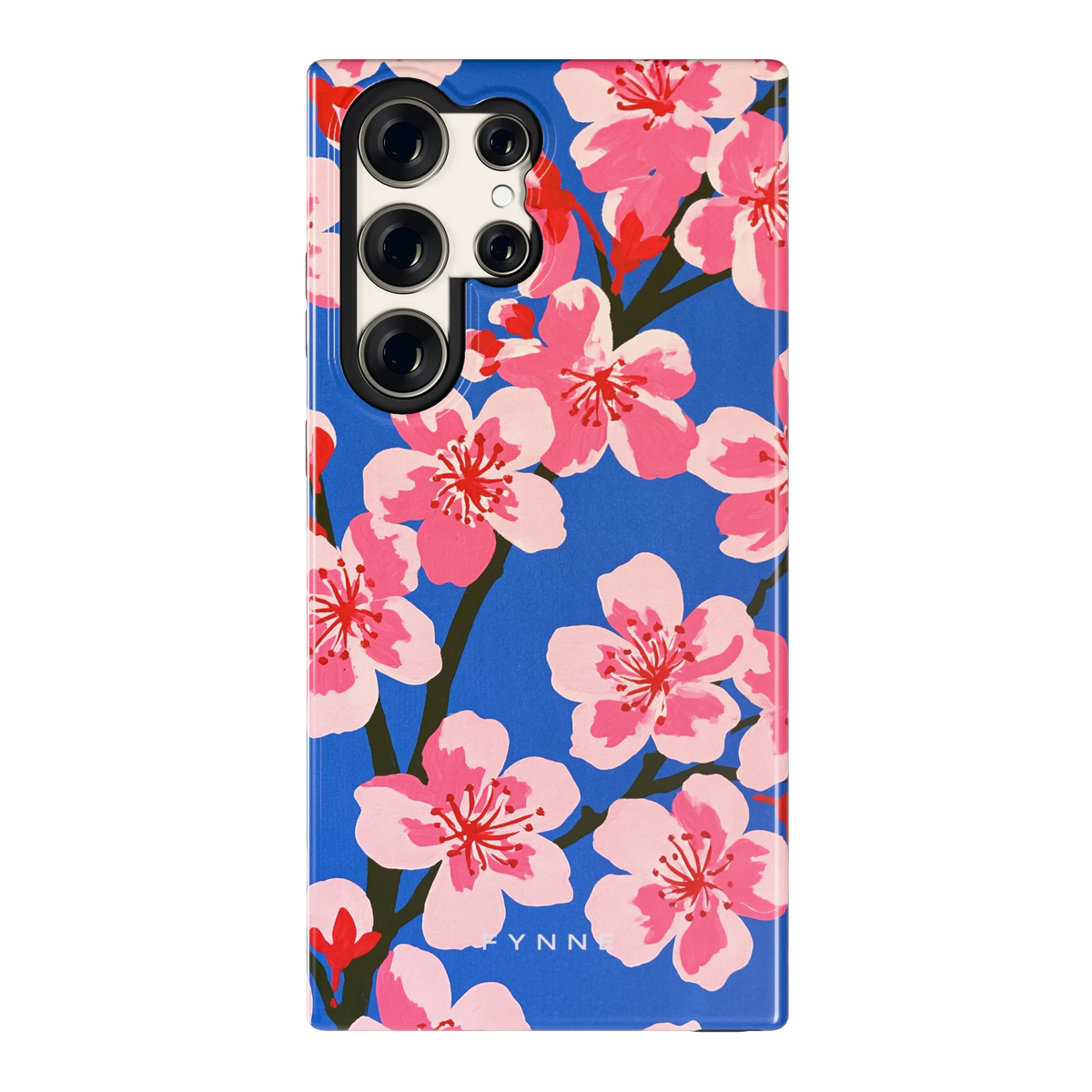 Blauwe Bloesem hoesje voor Galaxy S23 Ultra, achterkant