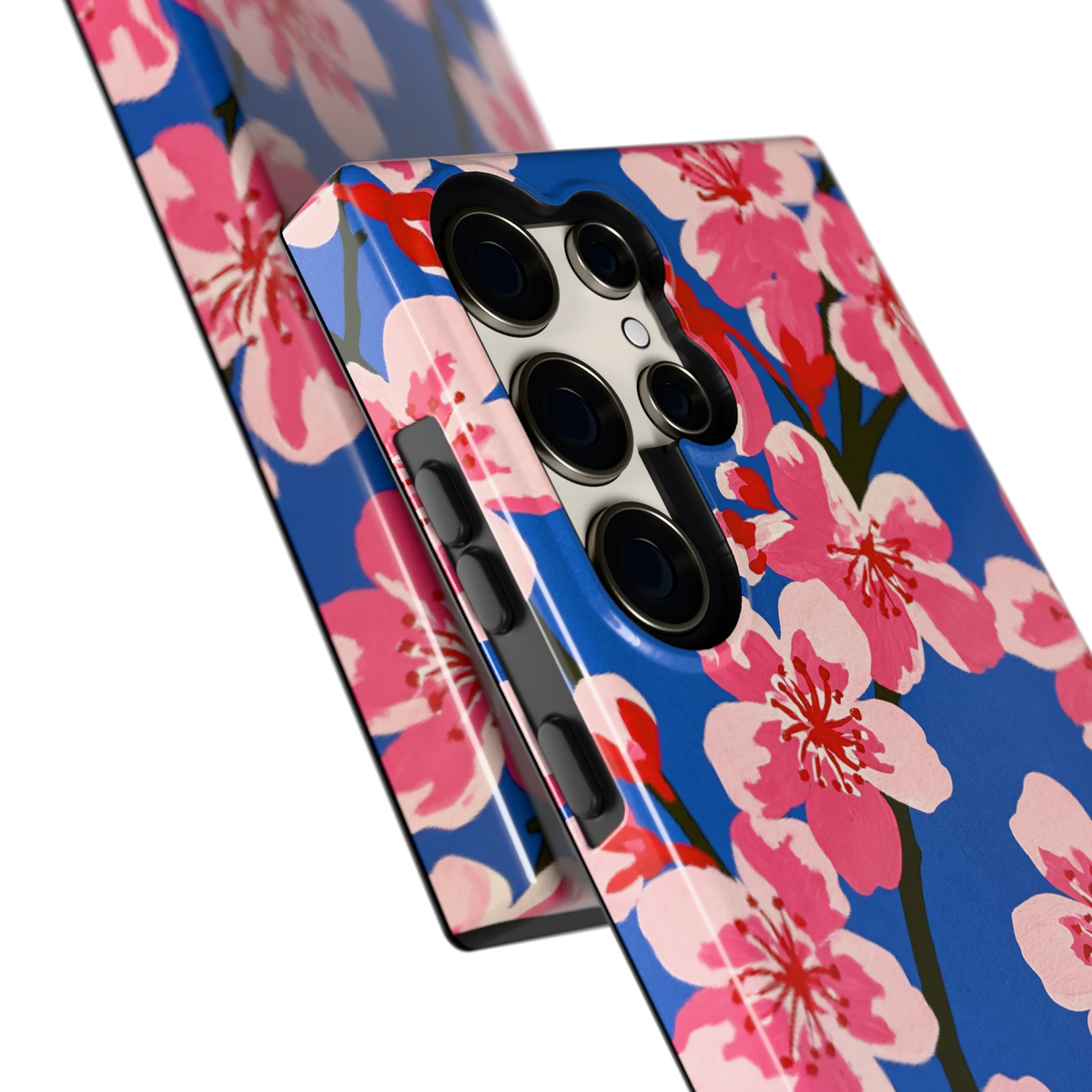 Blauwe Bloesem hoesje voor Galaxy S23 Ultra, close-up