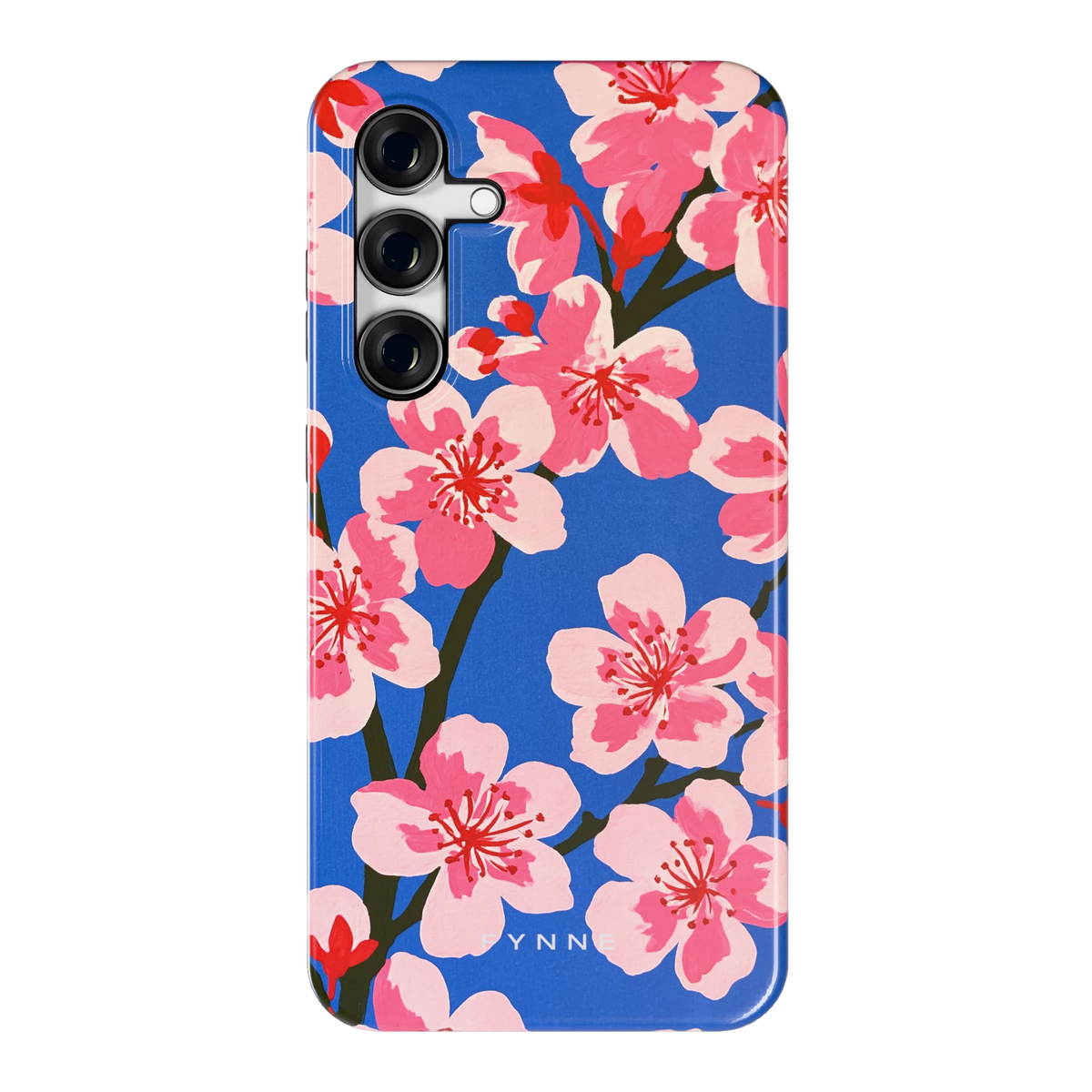 Blauwe Bloesem hoesje voor Galaxy S24 FE, achterkant