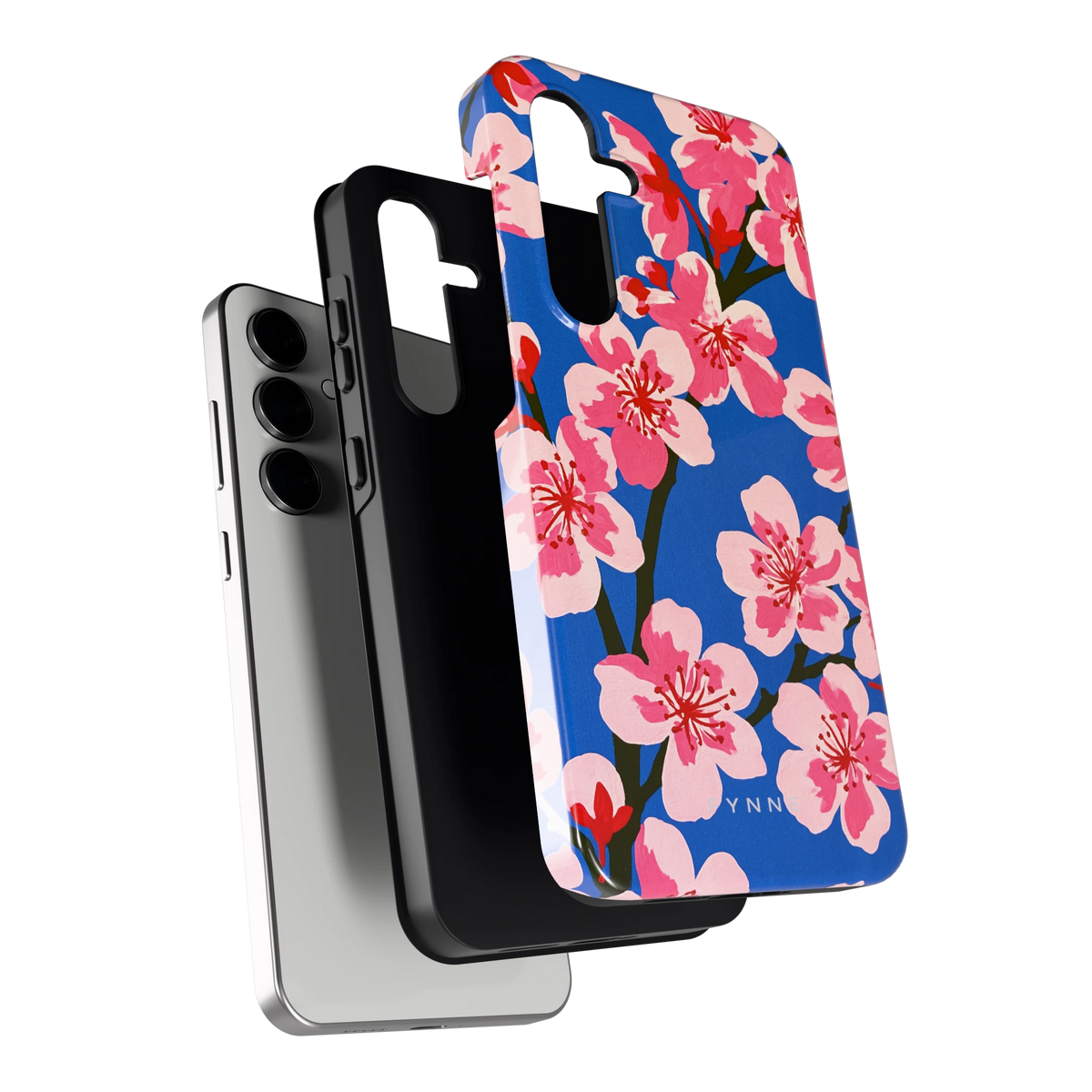 Blauwe Bloesem hoesje voor Galaxy S24 FE, los van de telefoon