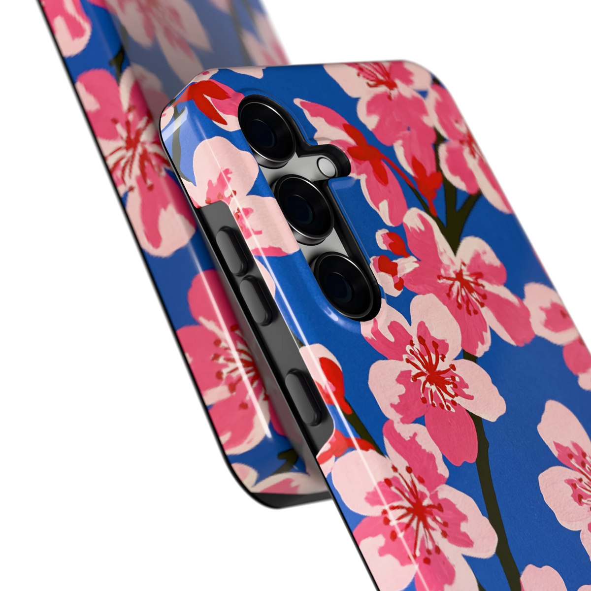 Blauwe Bloesem hoesje voor Galaxy S24 FE, close-up